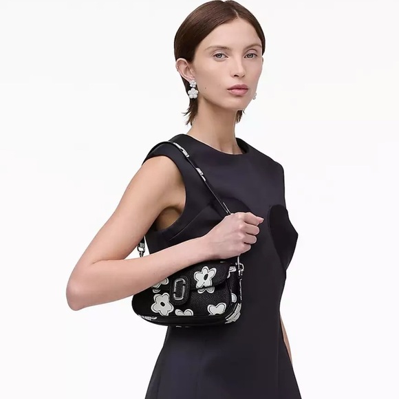 NWT! NEW! Marc Jacobs Clover Double J Daisy Convertible Shoulder Bag Black White - Picture 3 of 15